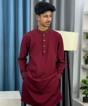 Premium Maroon Embroidered Panjabi (PEP-12)