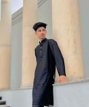Alternative view of Cut Work Classic Panjabi Black(CWCP-3)