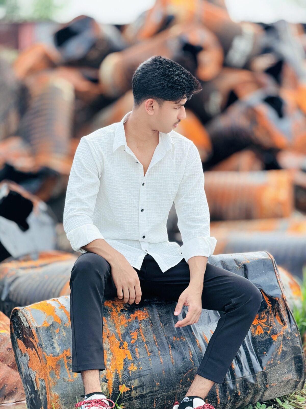 Textured Casual Shirt (White) (TCS-3) - Image 3