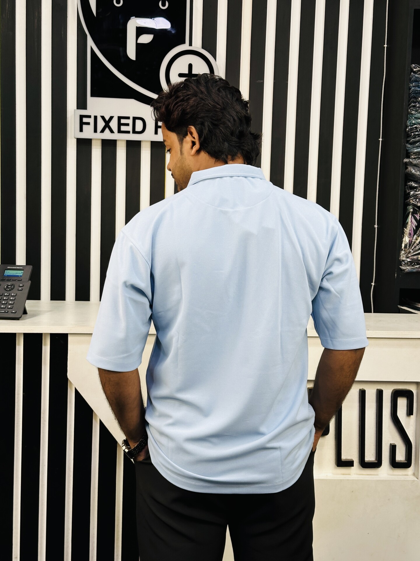 Drop Shoulder Polo Sky (DSP-4) - Image 3