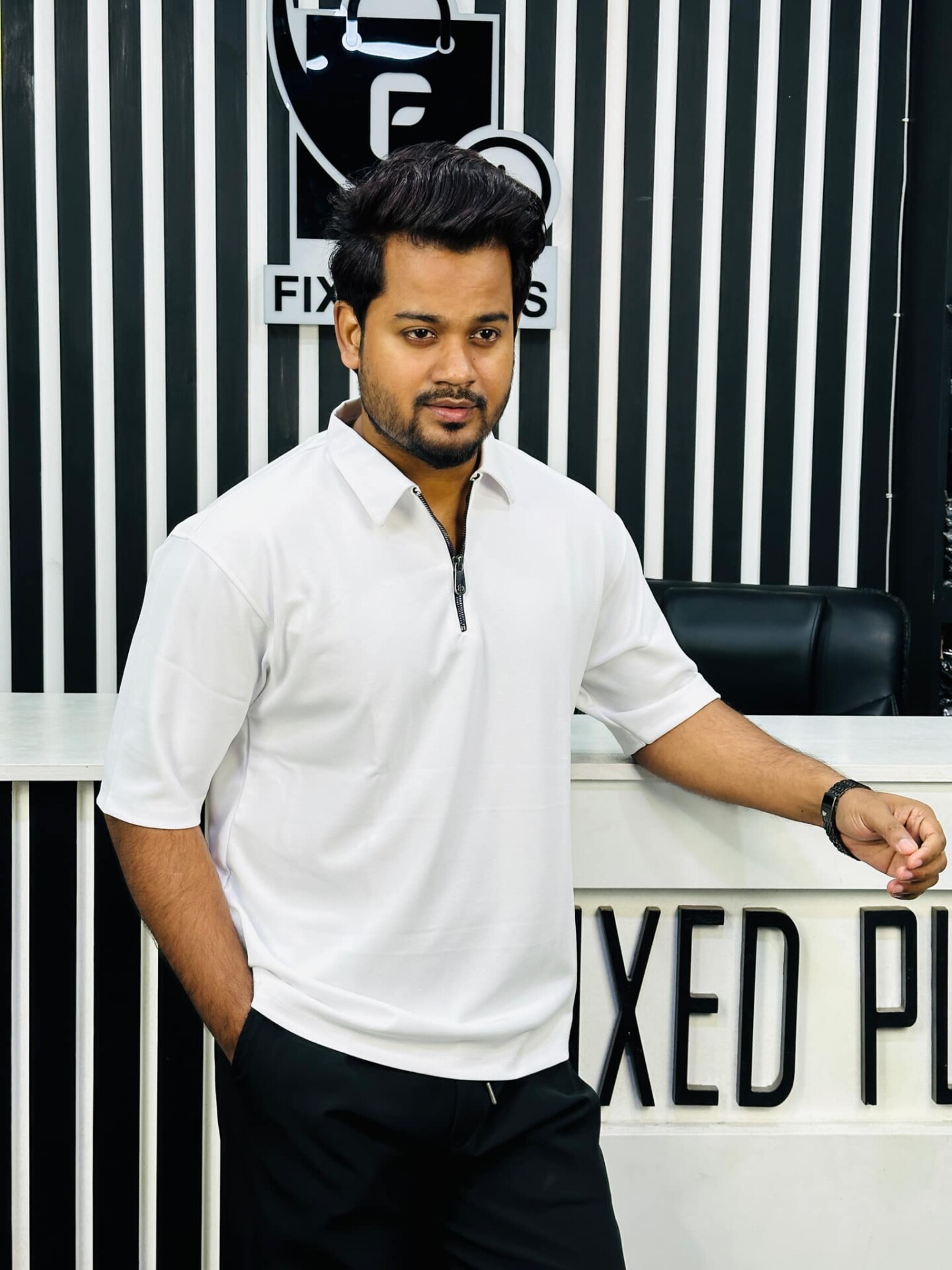 Drop Shoulder Polo White (DSP-1) - Image 5