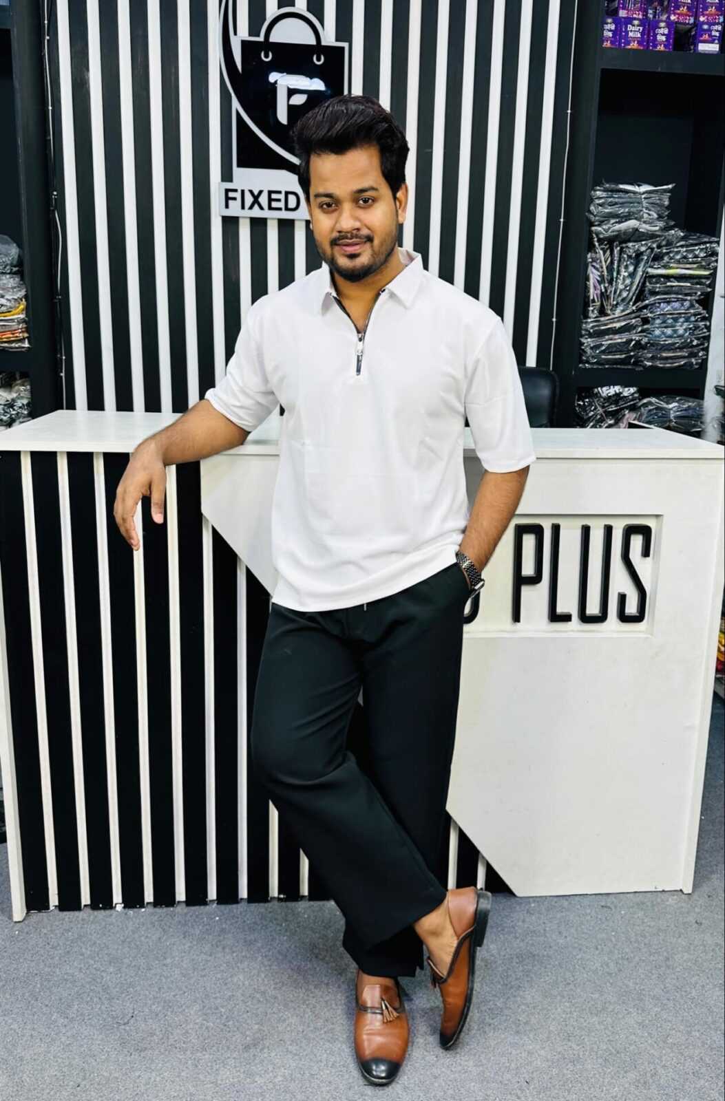 Drop Shoulder Polo White (DSP-1) - Image 4