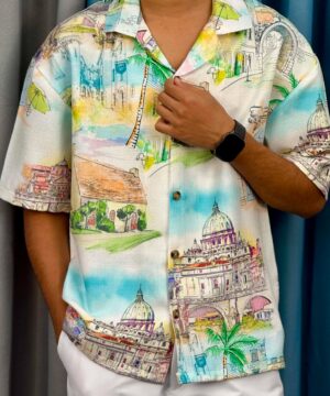 Alternative view of Printed Drop Shoulder Shirt-(PDS-3)